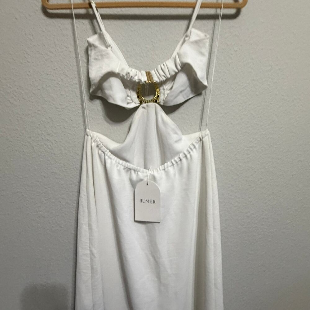 NWT Rumer Lunar Cutout Maxi Dress Size S Rare Sample White Gold Hardware Resort - Picture 11 of 11